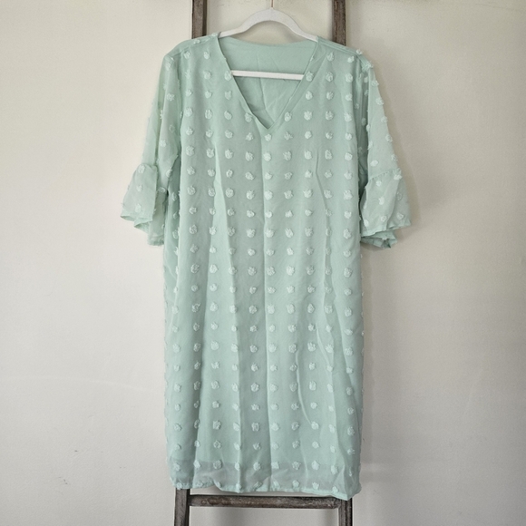 ⭐️40% Off⭐️ Mint Chiffon Polka Dot Shift Dress - Picture 7 of 14